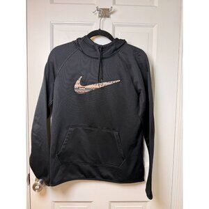 Nike Thermafit Women's Black Hoodie with Pink Swoosh Size Med
